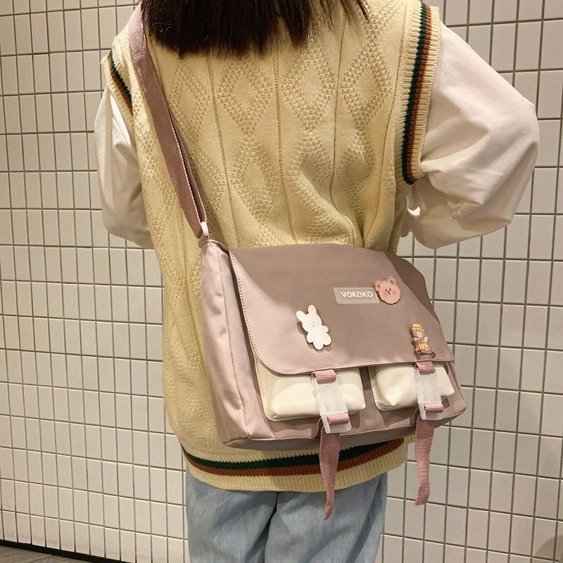 ♤Nữ sinh phiên bản Hàn Quốc của túi đeo chéo mới kiểu vải đại học Nhật vai hoang dã có sức chứa lớn <