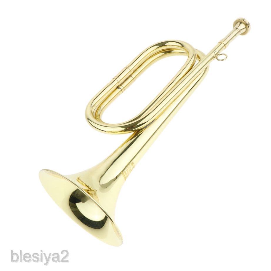 Brass Gold Lacquer Trumpet Bugle for Students Kids Adults 32.5 x 11.5cm