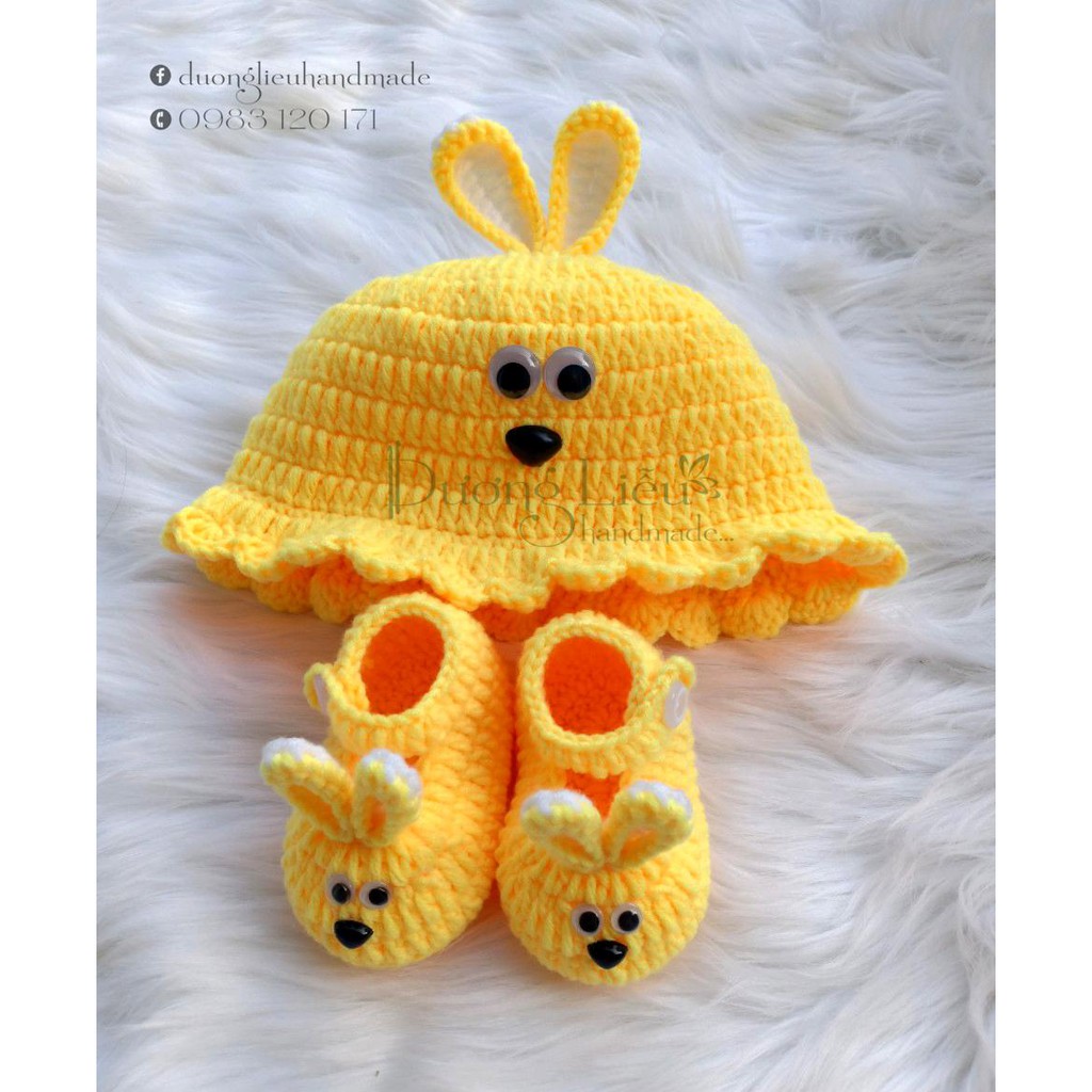 Set nón giày hình tai thỏ đáng yêu cho bé