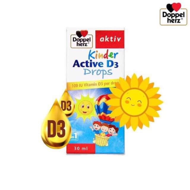 Doppel herz Kinder Active D3 Drops bổ sung Vitamin D3 cho trẻ nhỏ (hàng chính hãng Đức cho trẻ từ 1 tuần tuổi đến 12 t..