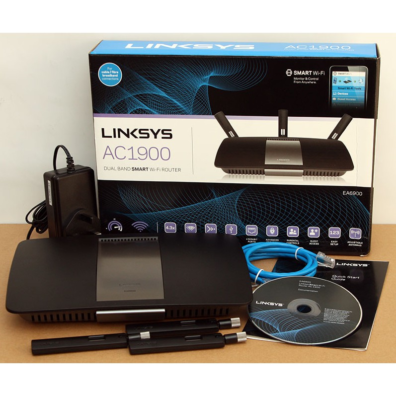 Bộ Router phát Wifi Xuyên tường nhà cửa công ty Linksys EA6900 AC1900 SmartBand 5GHz