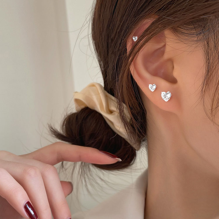 XiaoboACC 1 Đôi Khuyên Tai Bằng Bạc Thật S925 Đính Đá Zircon Đơn Giản Sang Trọng Không Gây Dị Ứng
