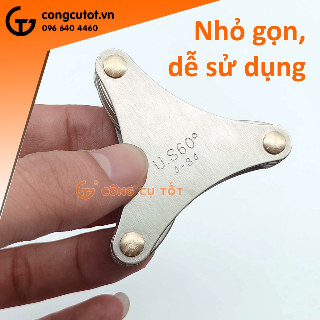 Thước đo bước ren 60° hệ Mỹ 51 lá dải đo 4-84 bước ren mỗi inch