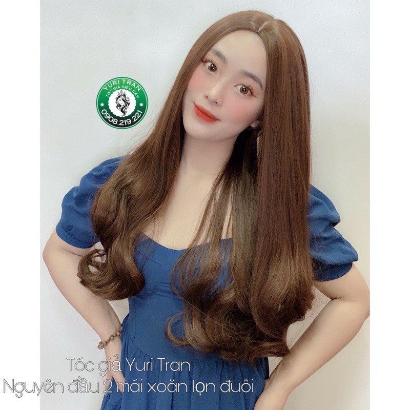 [ẢNH THẬT YURI TỰ CHỤP] TÓC GIẢ BỘ NGUYÊN ĐẦU 2 MÁI XOĂN LỌN ĐUÔI DÀI 60 MÀU NÂU TÂY SIÊU TÔN DA TRẮNG BÓC LUÔN Ạ