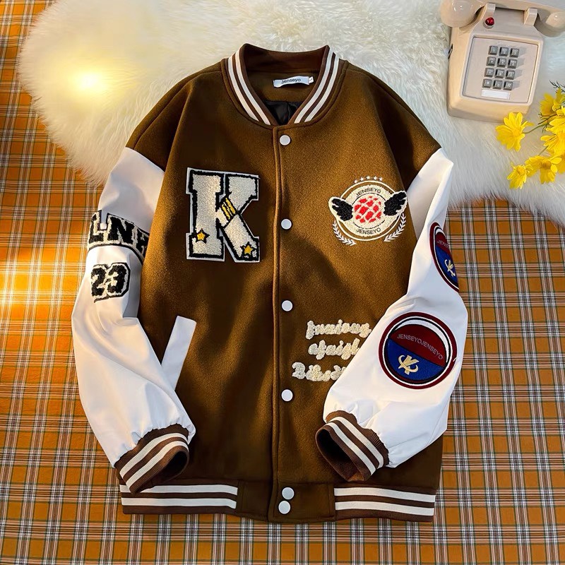 (Hàng có sẵn)Áo bomber varcity nam nữ vải dạ 2 lớp tay da thêu xù dày dặn,Áo khoác bomber Miuzi DT126
