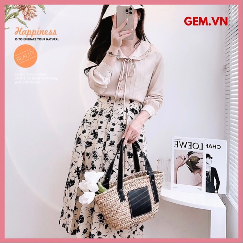 Set áo sơ mi chân váy hoa G551 siêu đẹp dễ mặc có thể tách ra phối cùng các đồ quần áo khác CÓ BIGSIZE