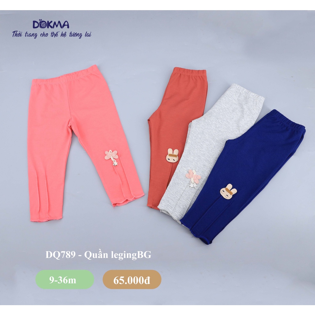 DQ789 Quần dài legging phối gân Dokma vải cotton mỏng cho bé gái (9-36M)