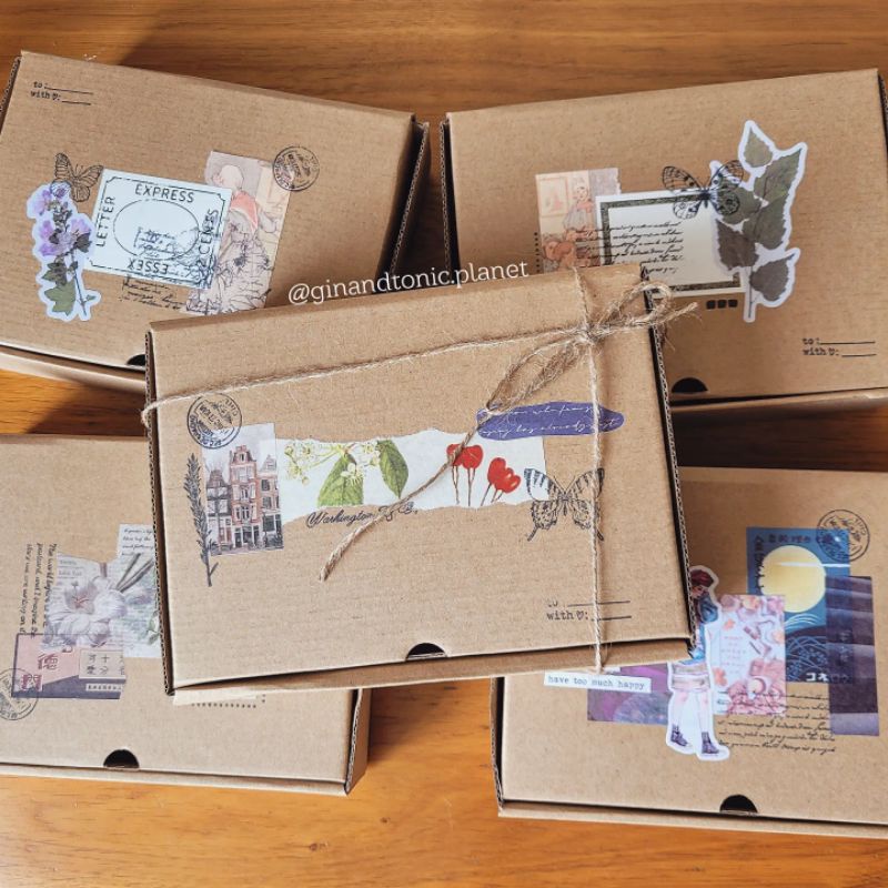 Hộp quà tặng vintage theo phong cách bullet journal nhiều kích cỡ - ginandtonic