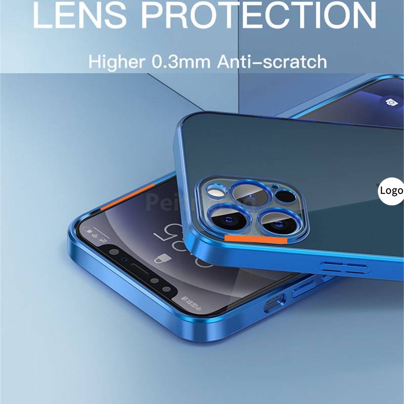 Ốp điện thoại TPU dẻo viền vuông mạ trong suốt sang trọng thích hợp cho iPhone 11 12 Pro Max Mini 7 8 Plus X XS Max XR