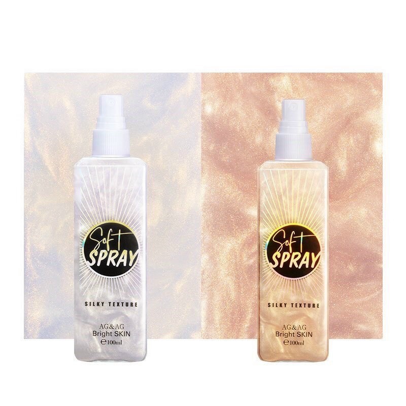 Xịt Nhũ Khóa Trang Điểm Soft Spray AG&AG 100ml Lấp Lánh Lâu Trôi Đẹp Lung Linh