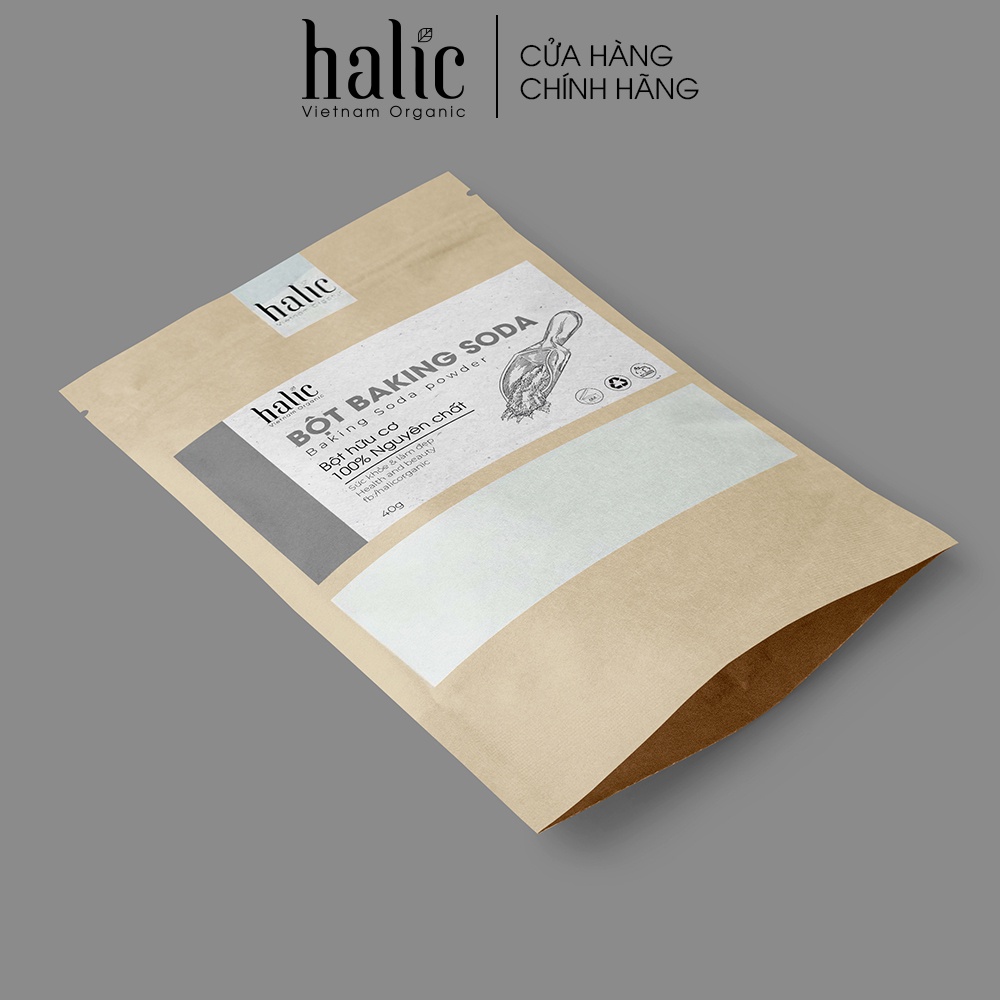 Bột Baking Soda trắng răng Halic Organic 40G dùng đánh răng trắng, loại bỏ vết ố vàng, khử mùi hôi miệng