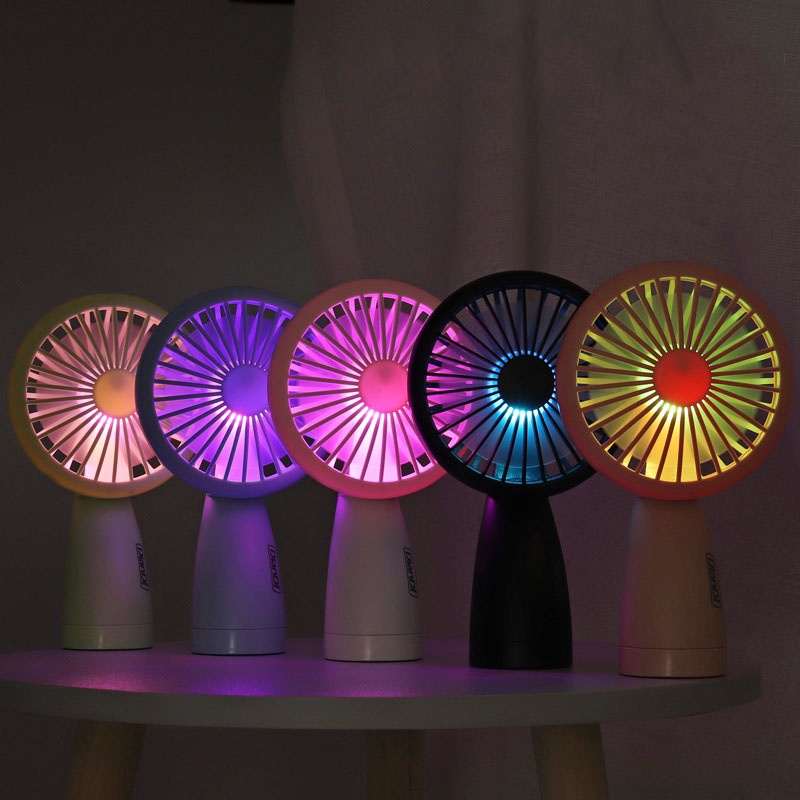 Quạt Cầm Tay Mini LED 7 Màu Ánh Sáng Sạc Pin USB, Quạt Diandi - Decor Mây Trang