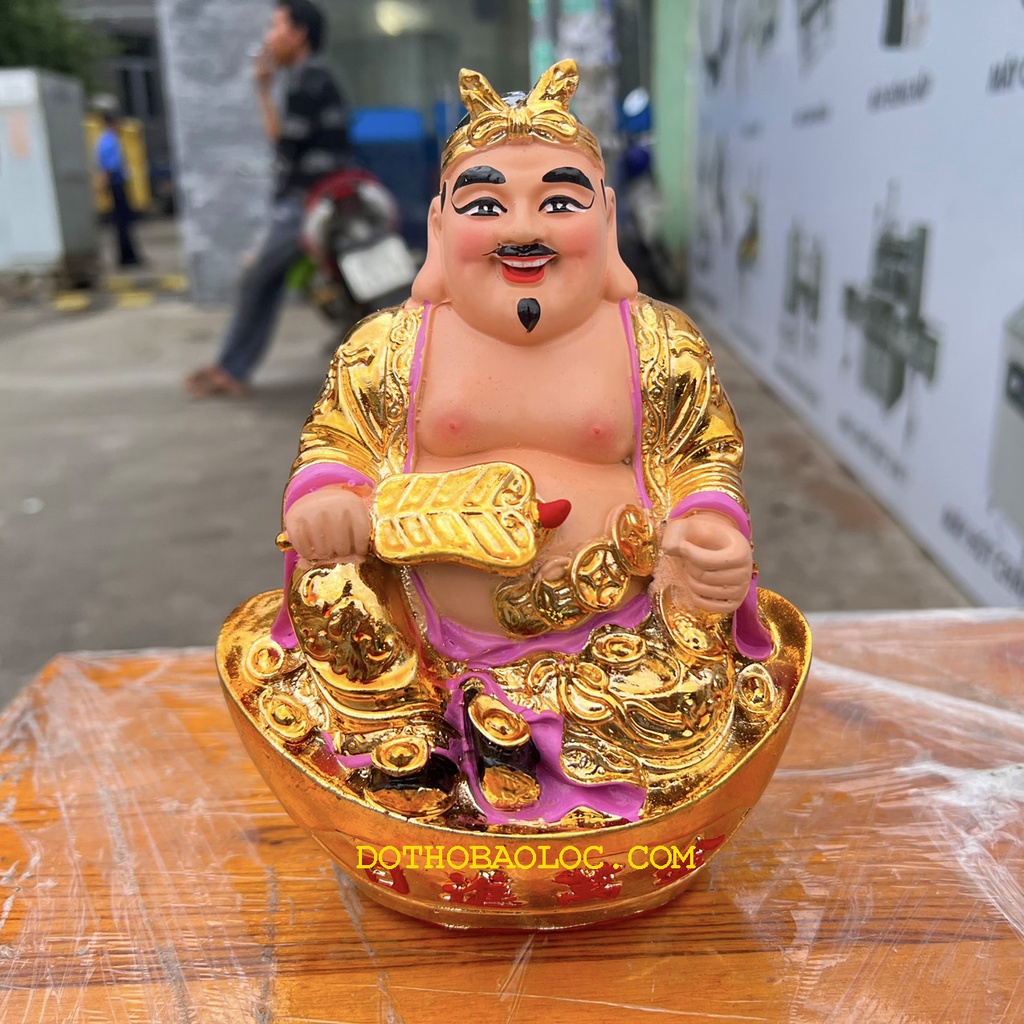 Tượng Thần tài Thổ Địa sơn vàng cao 16.5cm