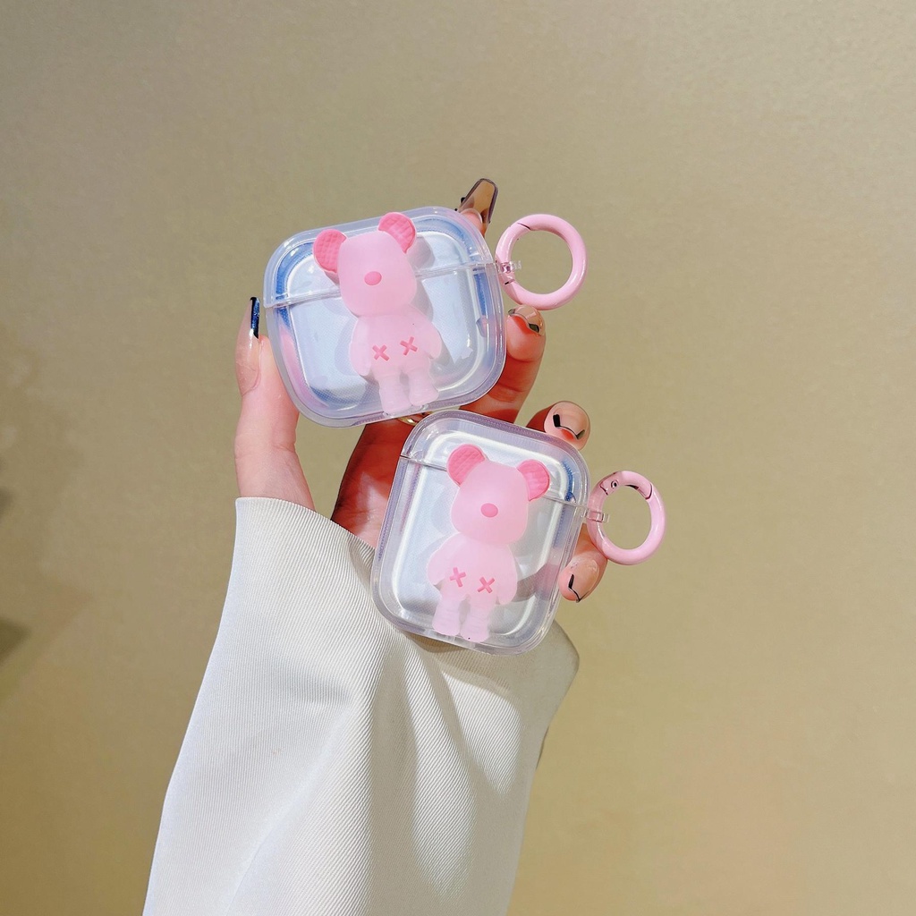 Vỏ Bảo Vệ Hộp Sạc Tai Nghe AirPods 1 2 pro 3 2021 gen3 Bluetooth Không Dây Chất Liệu Silicon IMD Mềm Hình Vuông Họa Tiết Gấu Violent Bear