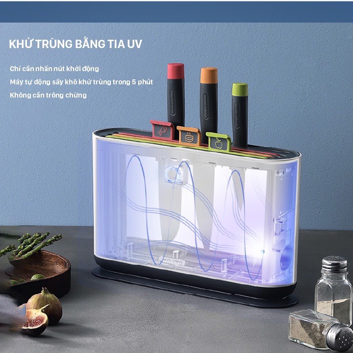Combo 01Bộ Dao Thớt Kháng Khuẩn UV Gevi Gen 1 - 01 Máy Xay Sinh Tố Đa Năng Cầm Tay Gevi