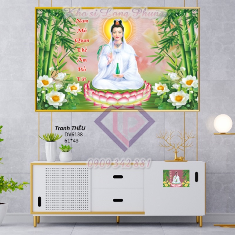 Tranh thêu Chữ thập QUAN THẾ ÂM Bồ tát DV6138 chưa thêu