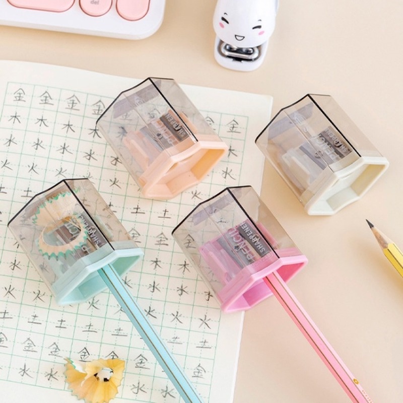 1 Dụng Cụ Gọt Bút Chì Hình Học Màu Trơn Sáng Tạo