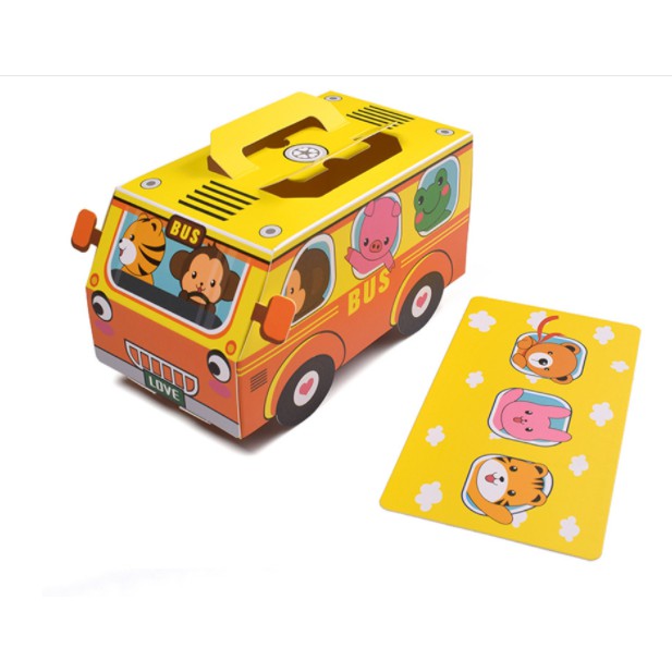 Hộp quà xe bus HT19 sinh nhật  hộp gấp giấy cute dễ thương