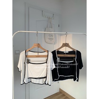 Set áo croptop viền