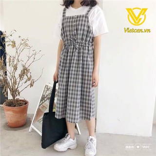 Set váy yếm kẻ caro < Siêu Hot 2019 >