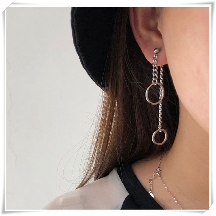 Bông tai phối dây xích dài 2 cách đeo 22247