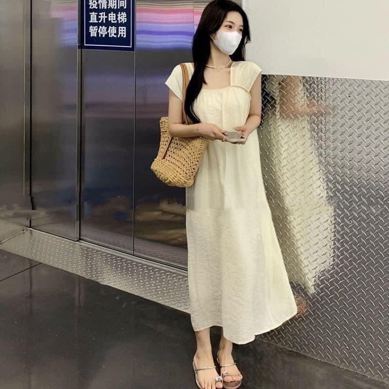 Váy đũi xòe bo chun ngực tay bè xinh dáng dài nhiều màu vanmiushop
