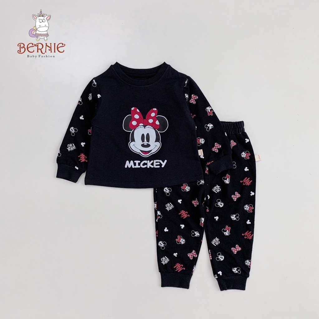 Bộ cotton dài tay bé gái hoạ tiết xinh xắn, set thu đông tay dài hàng đẹp