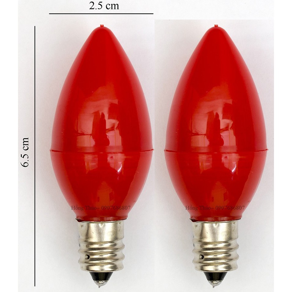 Bộ 2 bóng đèn Led trái ớt màu đỏ cho đèn thờ 1W E12