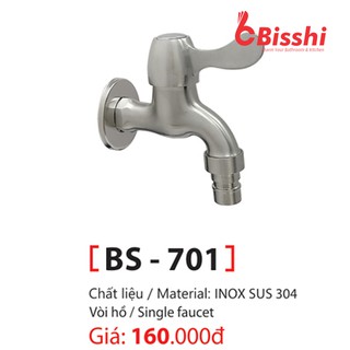 Vòi inox 304 - Vòi Hồ Romine Chất Liệu INOX SUS 304 BS-701Bisshi