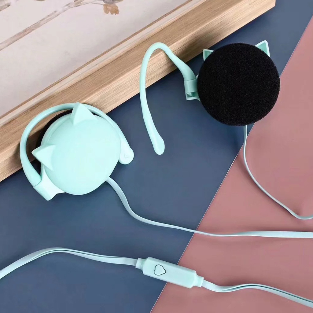 Tai Nghe Móc Tai Hình Mèo Hoạt Hình Có Mic Cho Điện Thoại / Pc | BigBuy360 - bigbuy360.vn