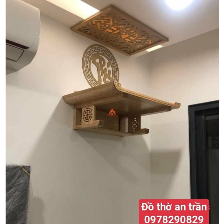 Bàn thờ treo tường, trang thờ, bàn thờ chung cư bằng gỗ sồi ngang 61 sâu 41 cm