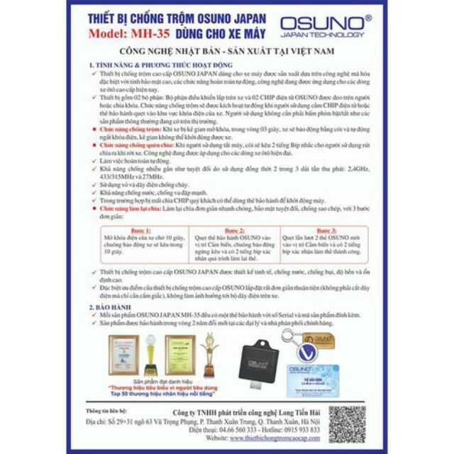 Chống trộm xe máy OSUNO MH-60 cao cấp cho mọi dòng xe