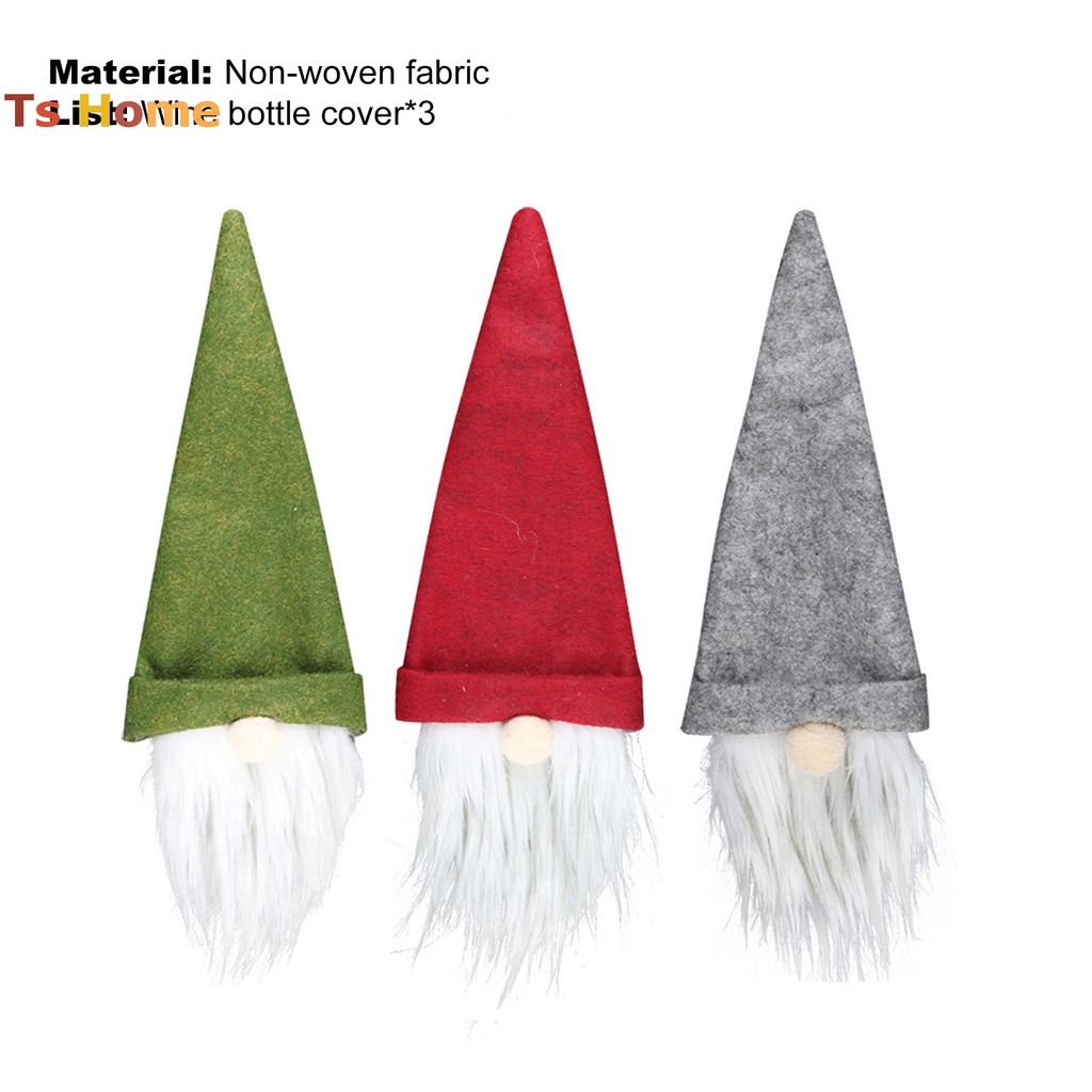 Bộ 3 Vỏ Bọc Chai Rượu Bằng Vải Không Dệt Phong Cách Giáng Sinh