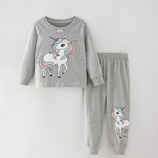 Mã 7004 bộ dài tay màu xám in hình ngựa pony trắng cầu vồng xinh yêu của Malwee cho bé gái