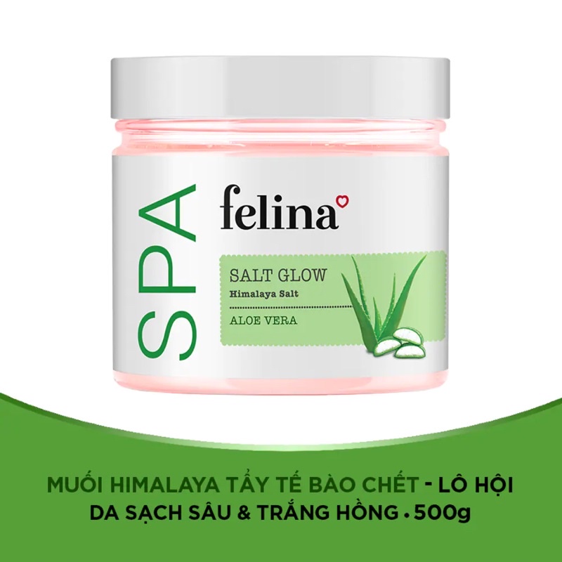 Muối Tắm Felina Himalaya Salt Glow Aloe Vera Tẩy Tế Bào Da Chiết Xuất Lô Hội 500g