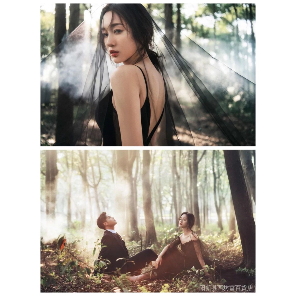 Đầm Đen Cổ Chữ V Khoét Sâu Dùng Làm Đạo Cụ Chụp Ảnh Cưới / Studio