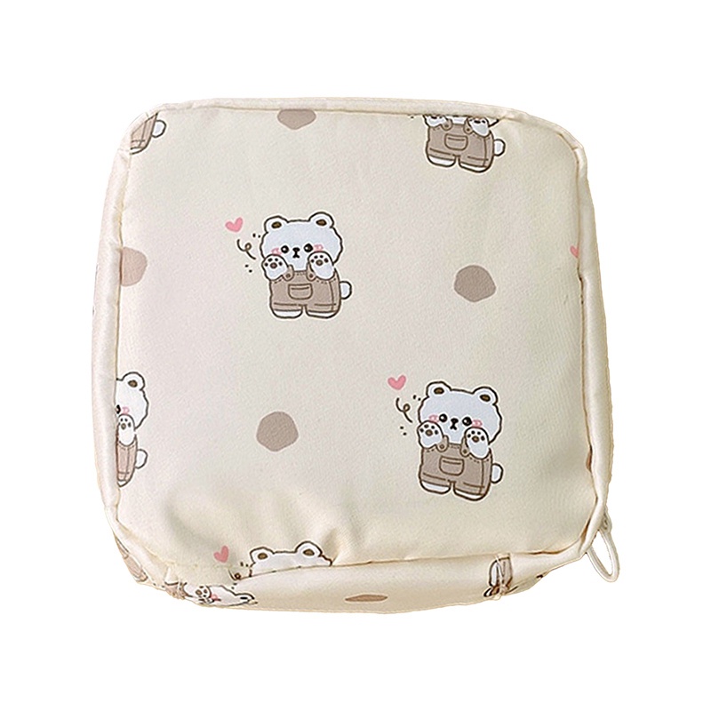 Túi Đựng Băng Vệ Sinh / Tiền Xu / Thẻ Hình Vuông Có Khóa Kéo Họa Tiết Dễ Thương