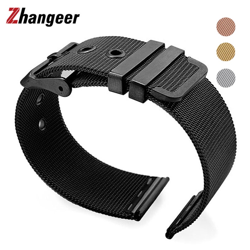 Dây Đeo Tay Thay Thế Bằng Thép Không Gỉ Dạng Lưới Kích Thước 18mm / 20mm / 22mm / 24mm
