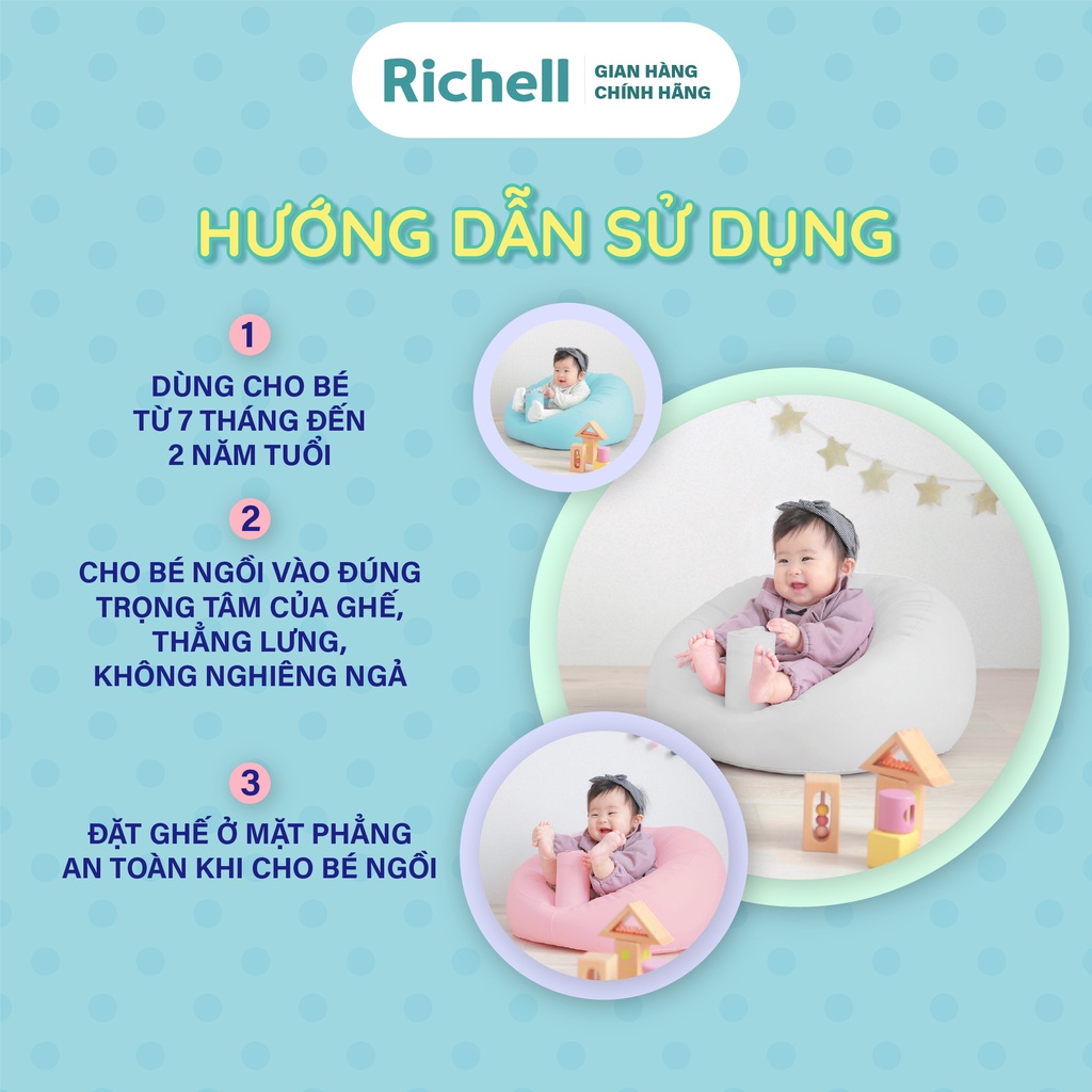 [GIẢM >50%] Ghế sofa tập ngồi Richell Nhật Bản không cần dụng cụ bơm | Baby