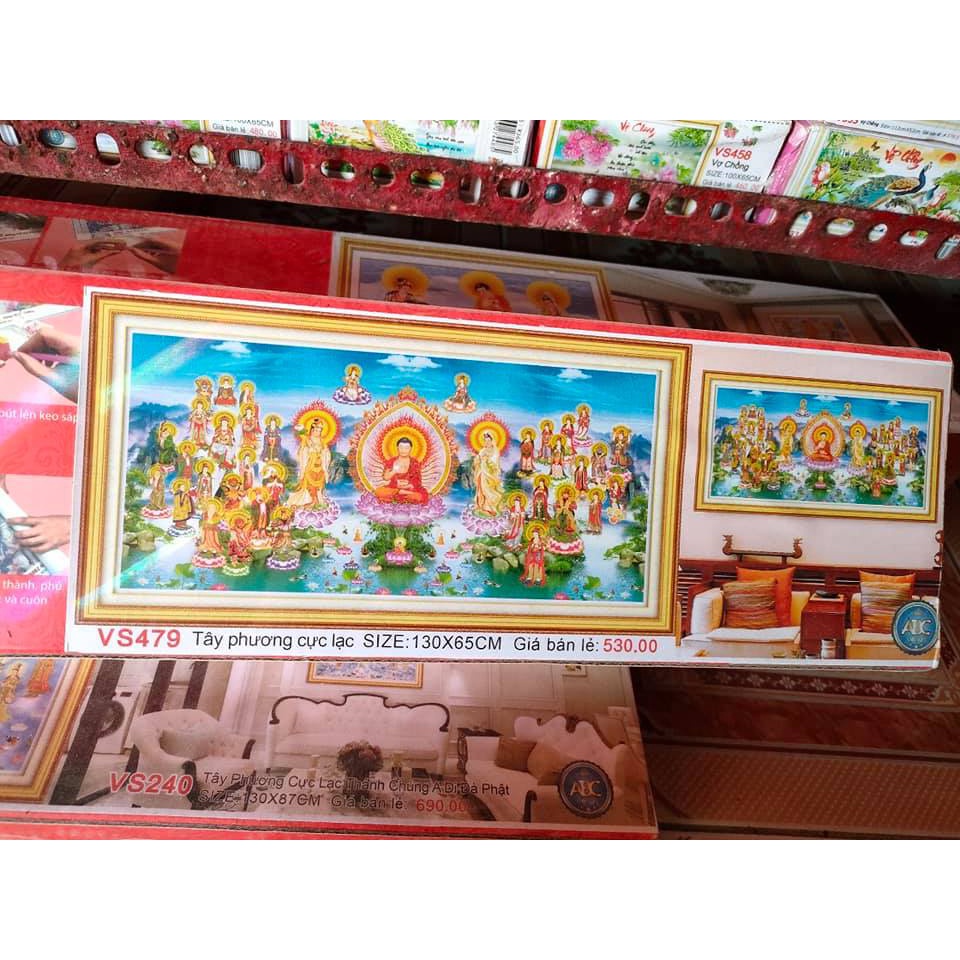Tranh đính đá Tây phương cực lạc VS479 - KT:130x65cm