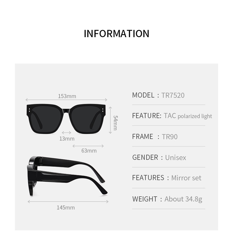 Kính râm phân cực ZEliN TR7520 độ nét cao có thể đeo chồng kính cận thời trang