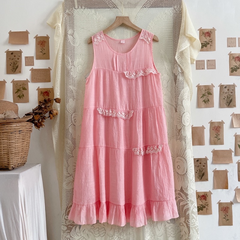 Set đầm yếm xô style mori cho nữ xinh xắn