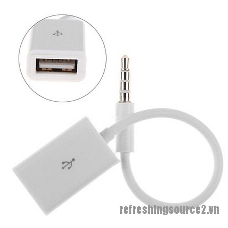 <ref2> 3.5mm Male AUX Audio Plug Jack To USB 2.0 Female Converter Cable Cord Car MP3