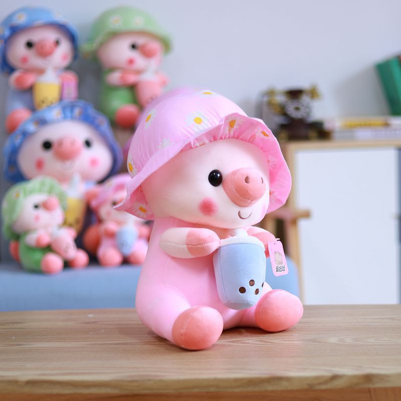 Gấu bông thú nhồi bông heo mũ hoa dễ thương dáng ngồi cute siêu mềm mịn_Gấu_BamBoo_TB68