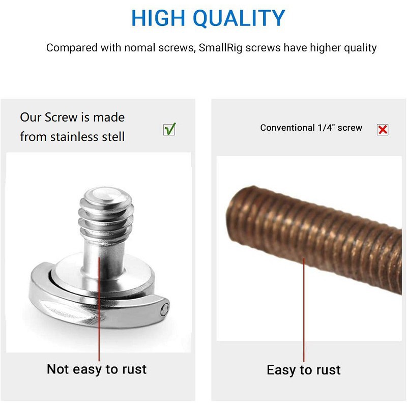 15 Ốc Vít Lammcou Chữ D 1 / 4&quot; Bằng Thép Không Gỉ Gắn Chân Đế Máy Ảnh 1/ 4-20