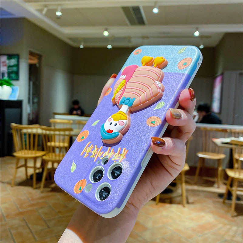 Phim hoạt hình vịt trơn ba chiều Vỏ điện thoại iPhone12pro max Apple 11 soft xr / xs all inclusive 7 / 8plsu