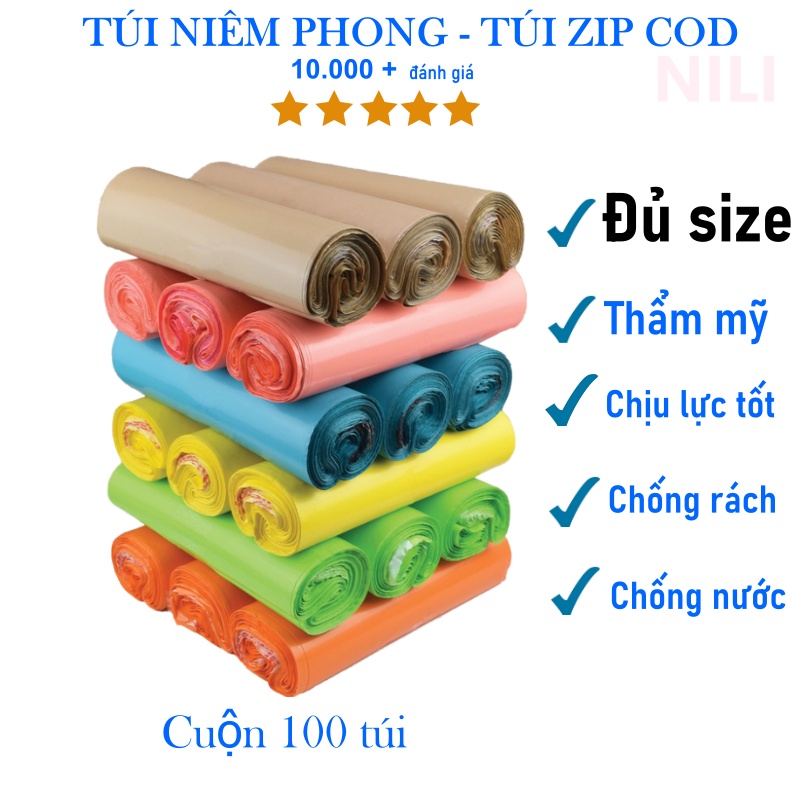 Túi đóng gói hàng niêm phong dai, dày cao cấp, túi đóng hàng cod đủ size