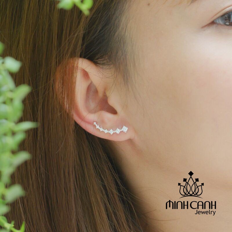 Bông Tai Bạc Dải Đá Dáng Kẹp - Minh Canh Jewelry