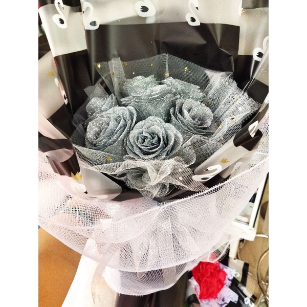 Bó hoa nhũ kim tuyến 9b