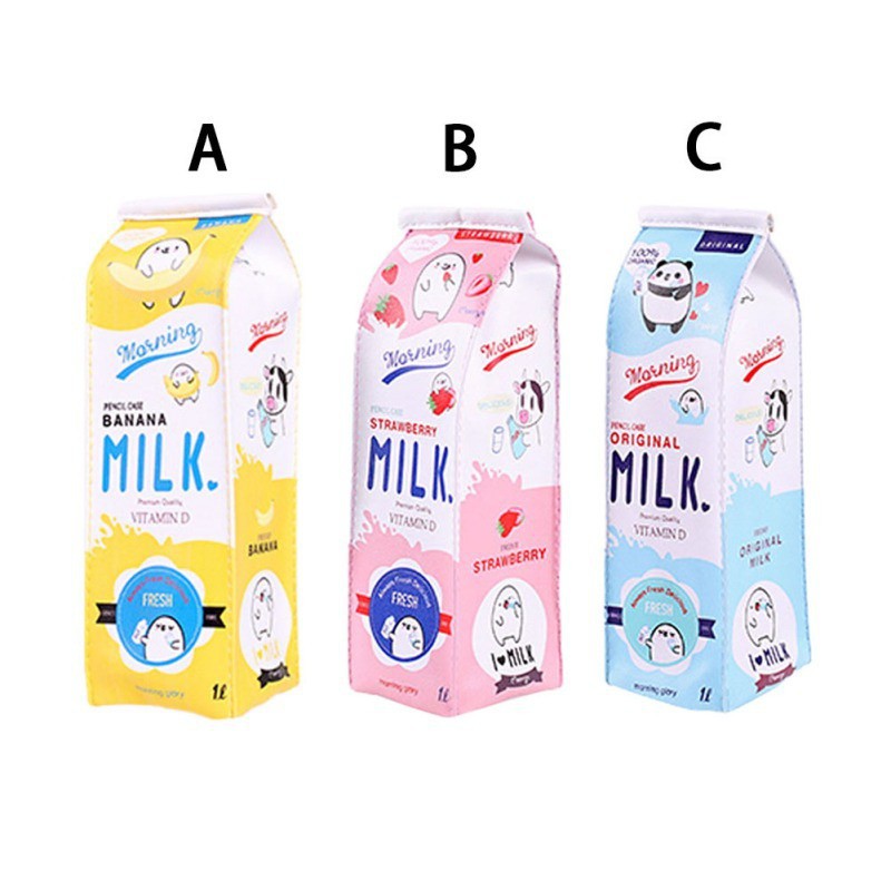 Ví đựng bút chì , đồ trang điểm hình hộp sữa hoạt hình xinh xắn